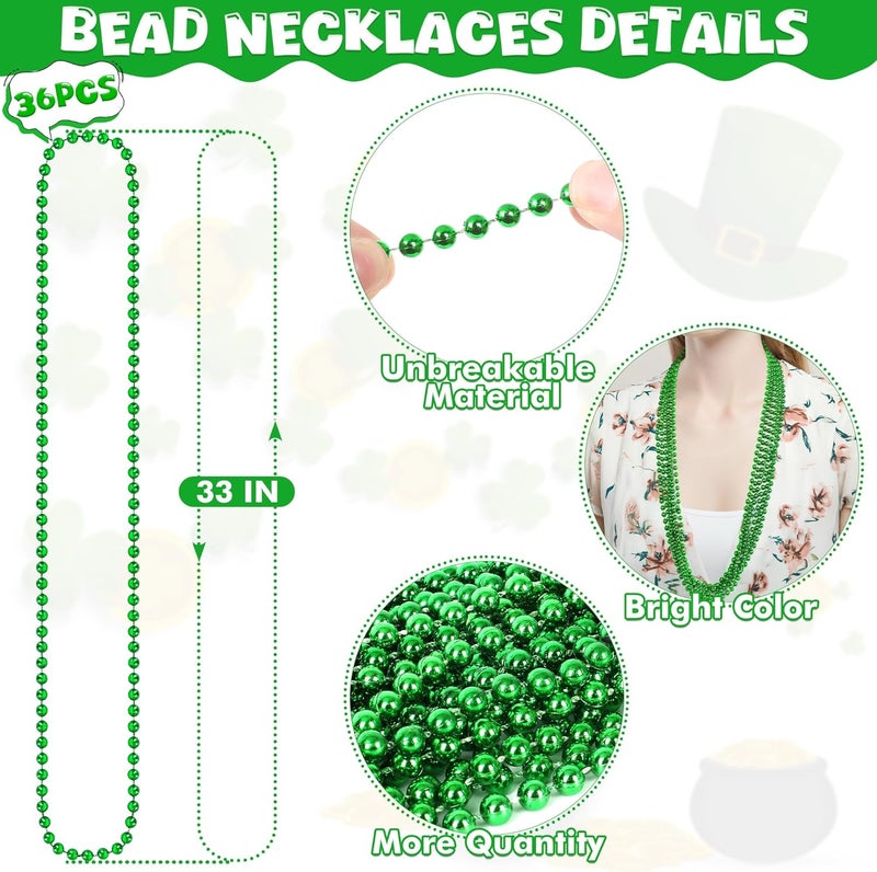 VLUV 36Pcs Beaded Necklace, Mardi Gras Beads Necklaces Accessories, 33 Inch Bead Costume for Women Man, Festival Parade Throw Supplies - Image 2